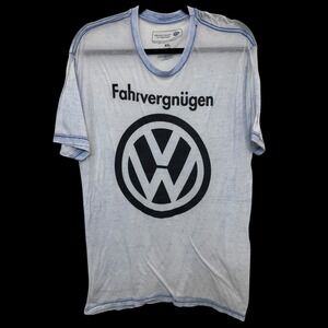 Vintage Volkswagen Mens T-Shirt XL Blue Paper Thin Fahrvergnügen Burnout Retro